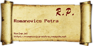 Romanovics Petra névjegykártya